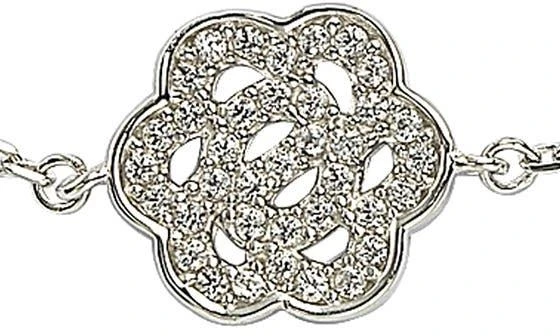 Suzy Levian Sterling Silver Sapphire 
Diamond Accent Flowers Station Bracelet 3