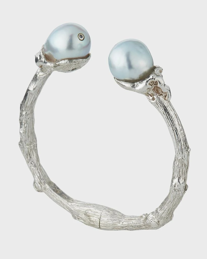K Brunini Sterling Silver Twig 
12mm Pearl Cuff 3
