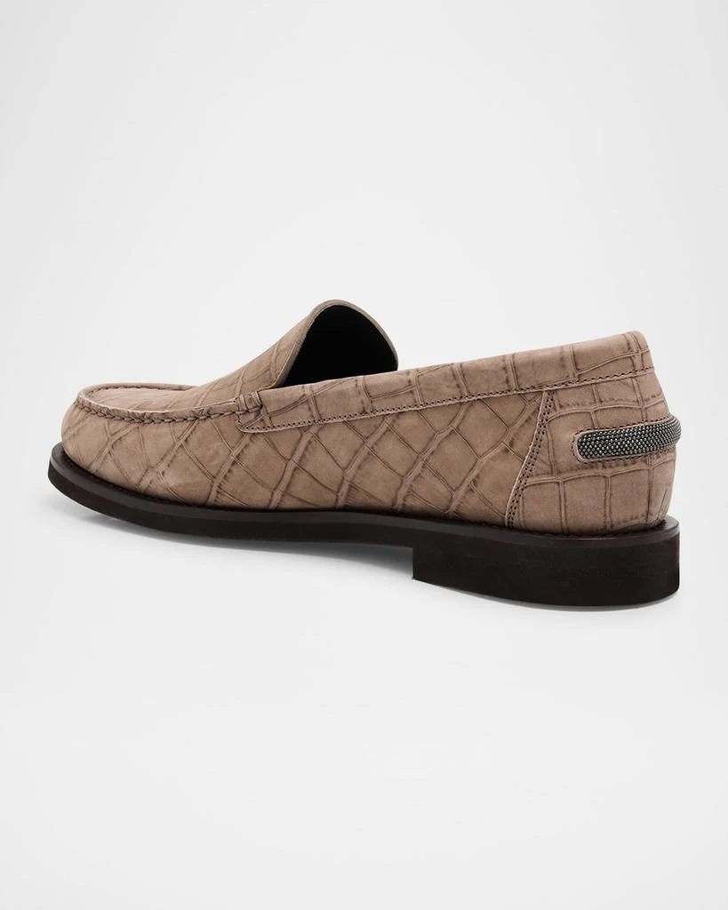 Brunello Cucinelli Croco Suede Monili Easy Loafers 4