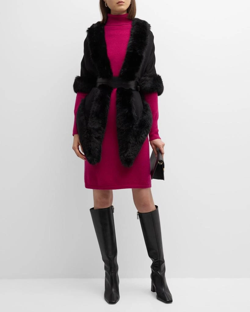 Sofia Cashmere Cashmere Faux Fur Trimmed Diamond Wrap 2