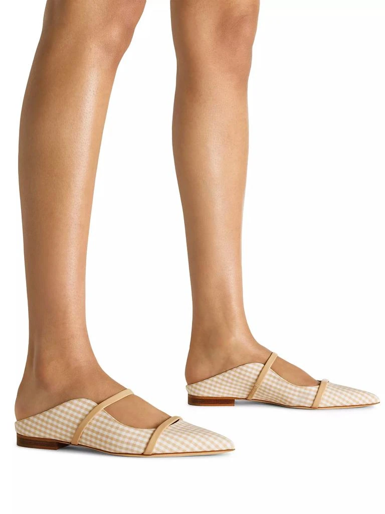 Malone Souliers Maureen Gingham Cotton Flat Mules 2