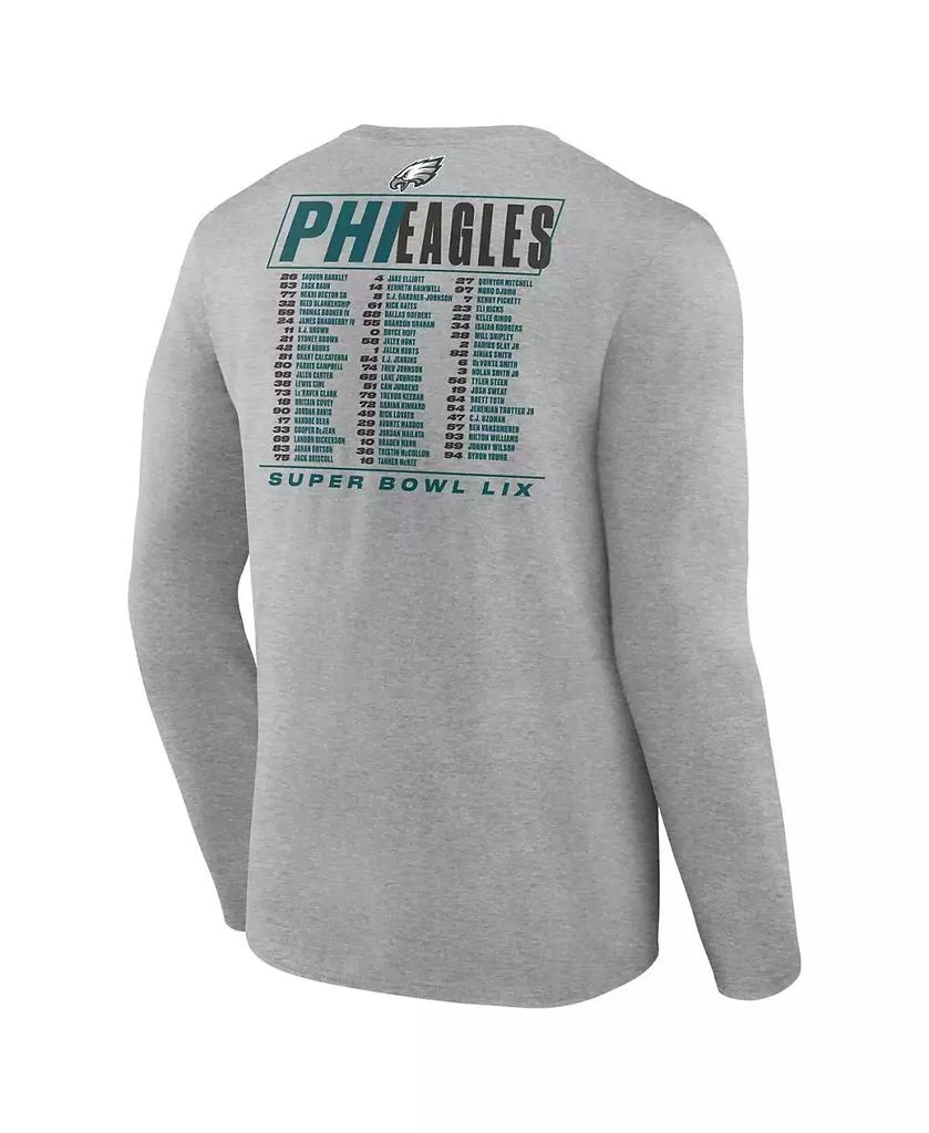 Fanatics Men's Heather Gray Philadelphia Eagles Super Bowl LIX Big Tall Roster Long Sleeve T-Shirt 2