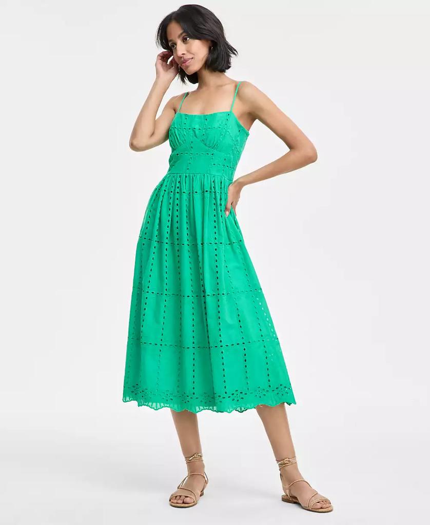 ROW A Juniors' Eyelet Square-Neck Strappy Midi Dress, Created for Macy's