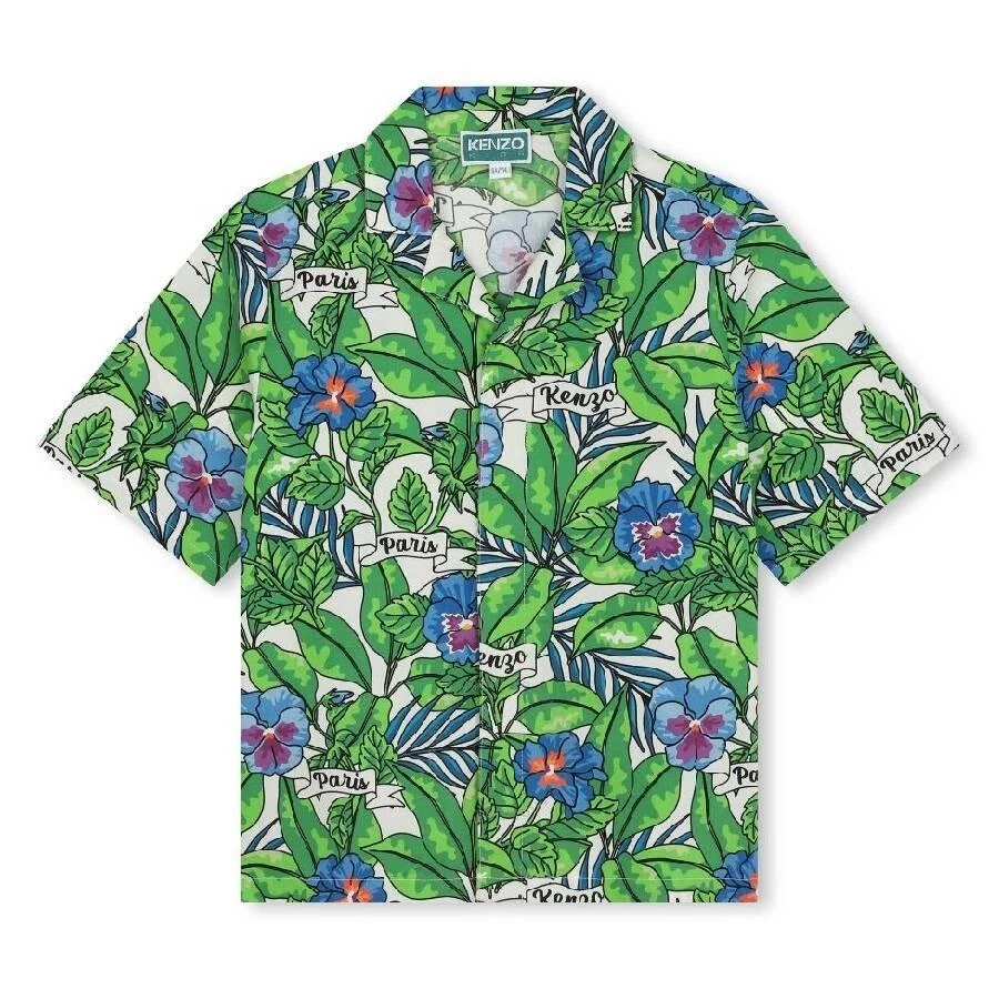 Kenzo Boys Classic Collar Floral Print Shirt 1