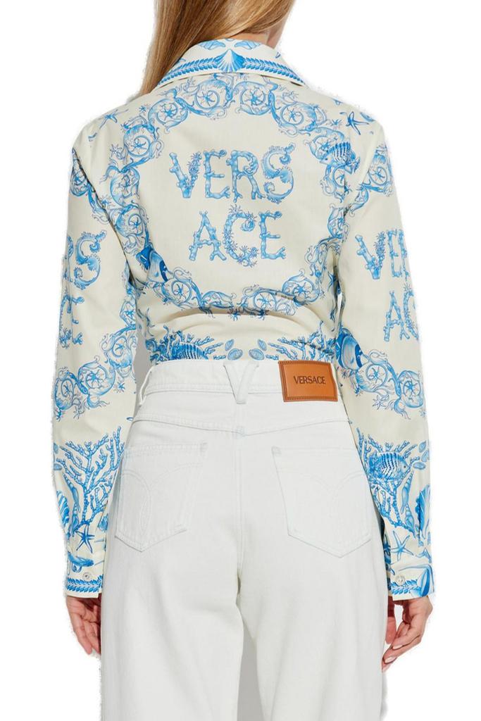 Tシャツ・カットソー VERSACE FW25 CORAL TEATER ML (1019438 1A145675W800) Versace Coral Theatre T-shirt | Black | FARFETCH