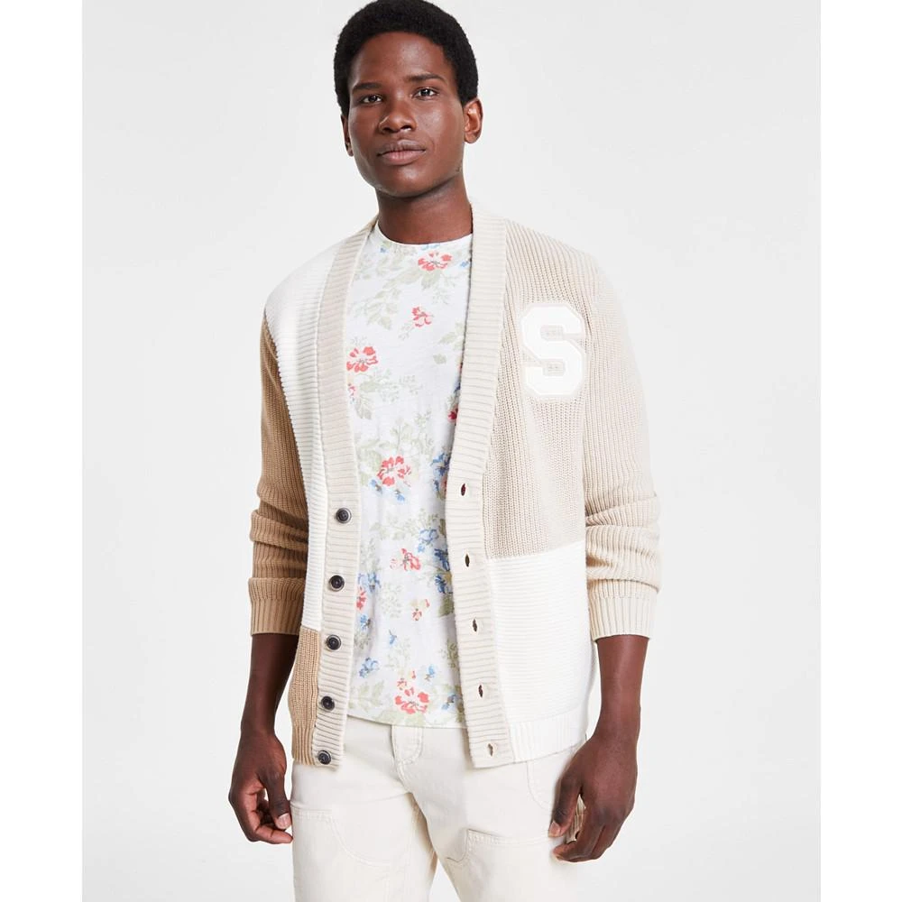 Sun + Stone Men's Regular-Fit Colorblocked Patchwork Cardigan, Created for Macy's 3