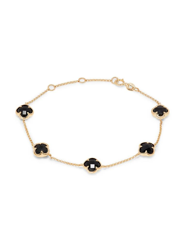 Effy 14K Yellow Gold 
Onyx Clover Station Bracelet