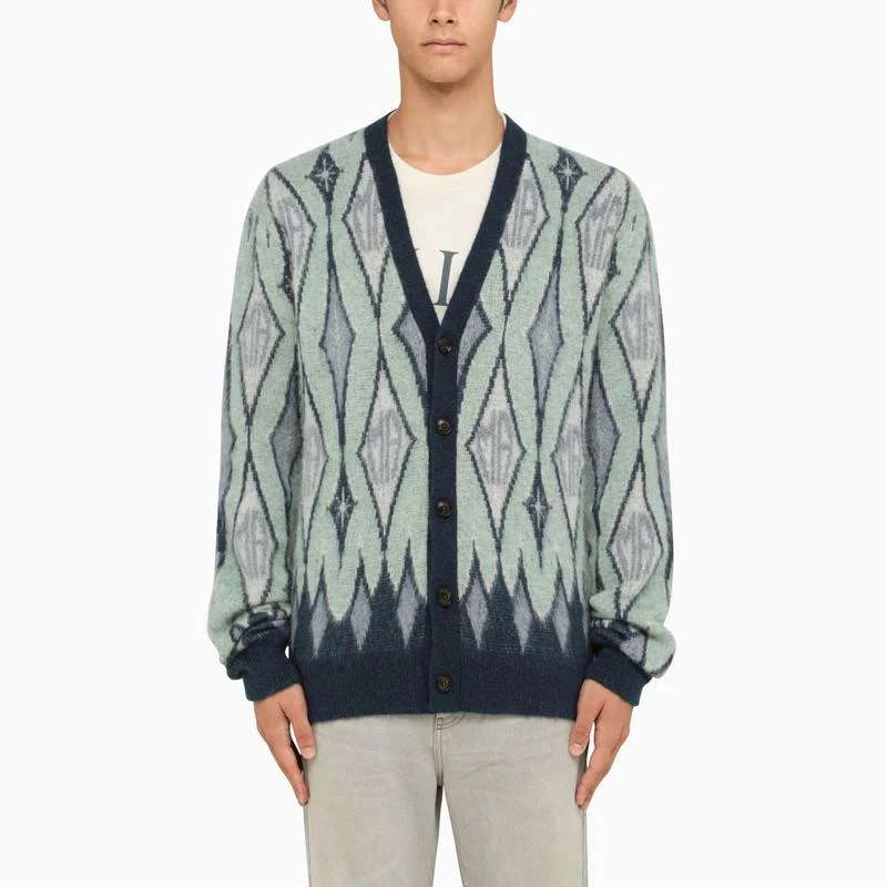 AMIRI  BLUE ARGYLE CARDIGAN 1