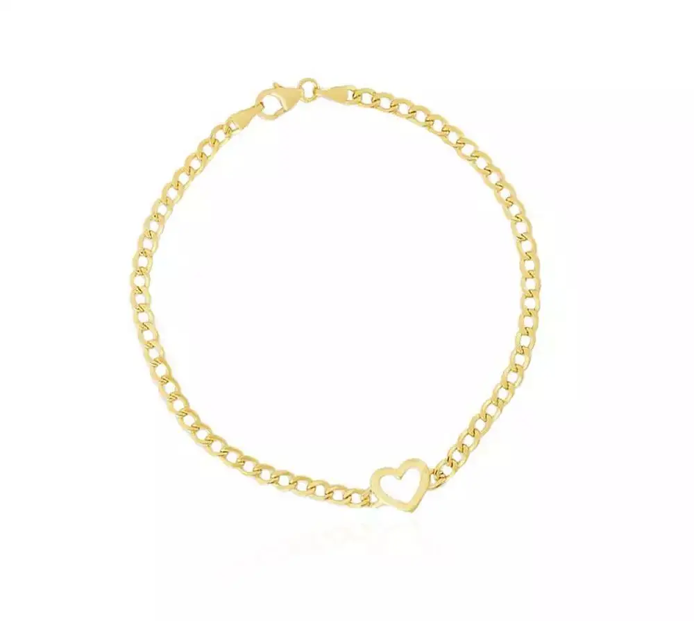 The Lovery Curb Heart Bracelet 14K Gold