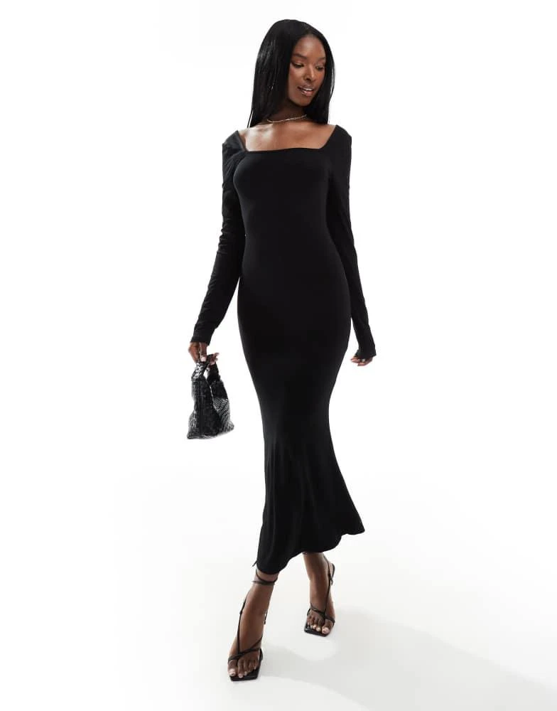 chinese dress ladies ASOS DESIGN Maternity knitted midi dress with square neck in black  ASOS  Sample Sale