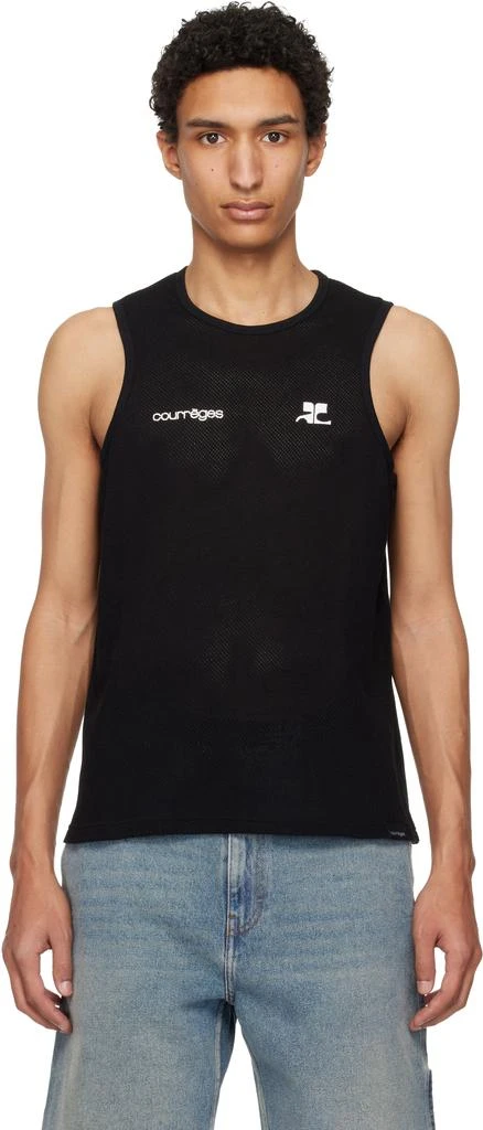 Courrèges Black Printed Mesh Tank Top