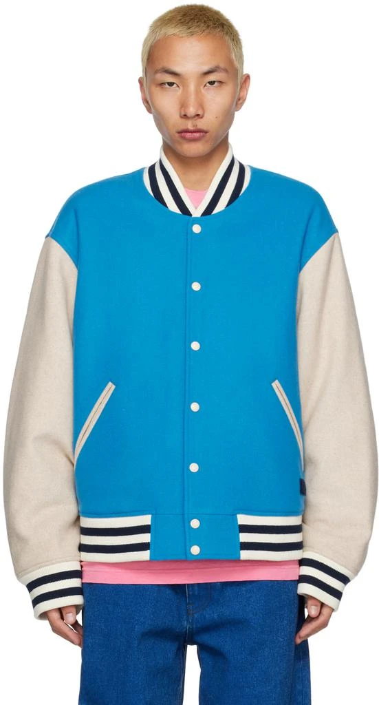 Acne Studios Blue Colorblocked Bomber Jacket 1