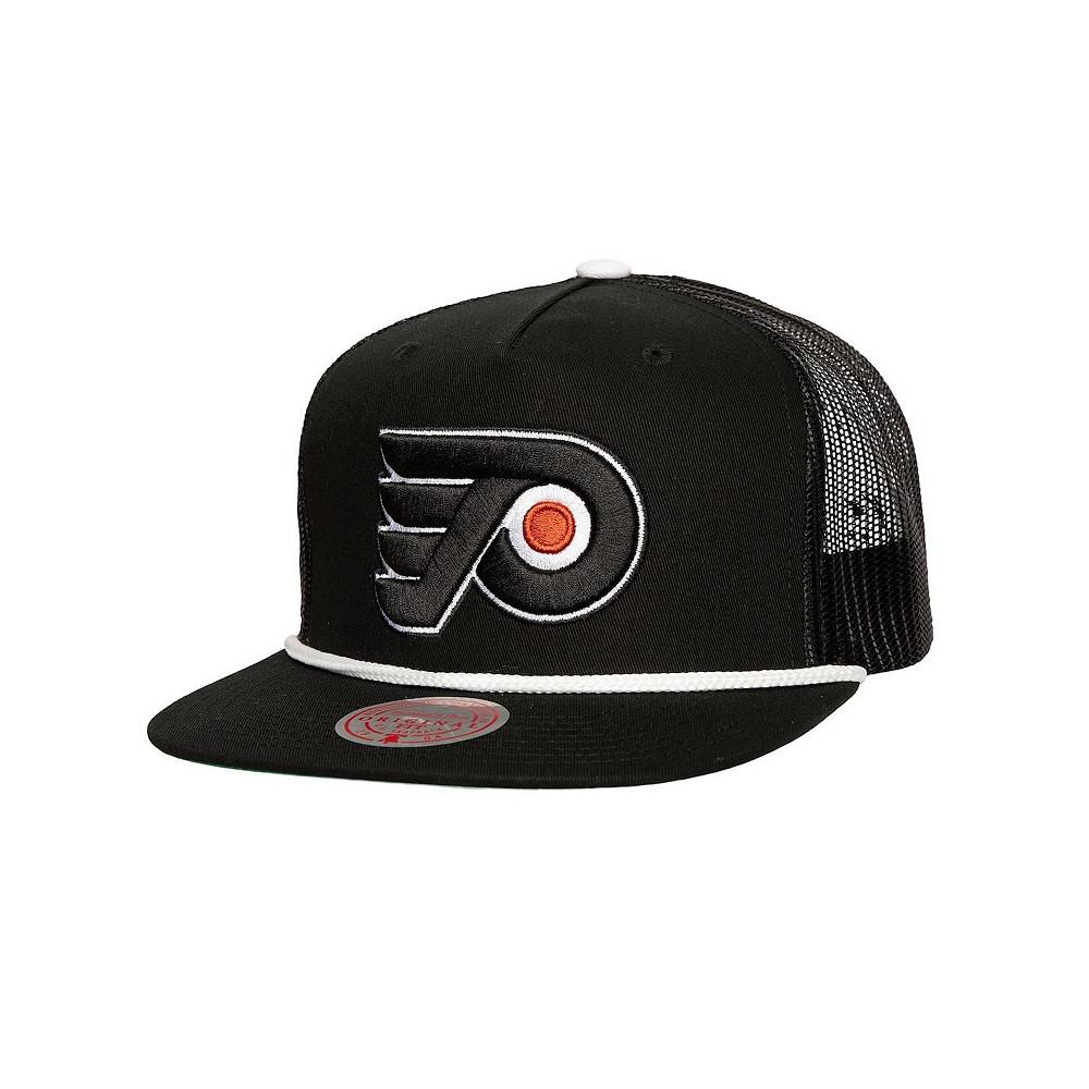 Mitchell & Ness Men's Black Philadelphia Flyers Roper Trucker Snapback Hat