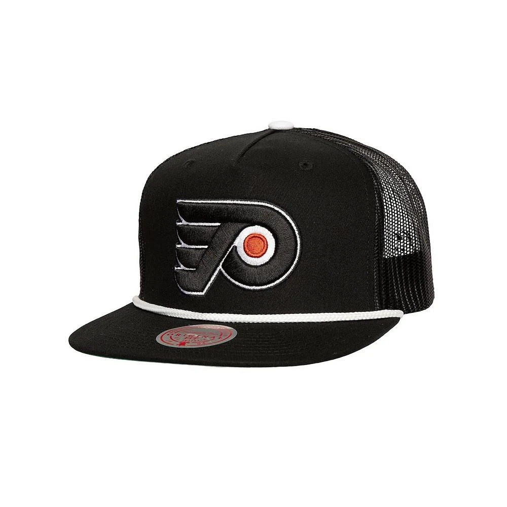 Mitchell & Ness Men's Black Philadelphia Flyers Roper Trucker Snapback Hat 1