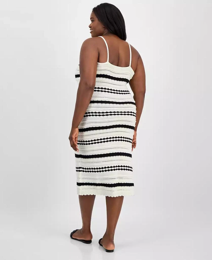 Madden Girl Trendy Plus Size Striped Pointelle Knit Sleeveless Midi Dress 5