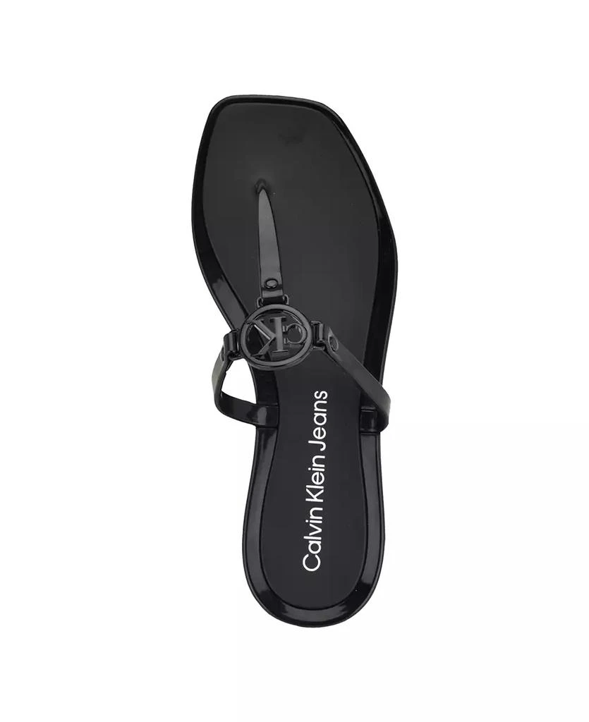 Calvin Klein Women's Edhen Logo T-Strap Flat Jelly Sandals 4