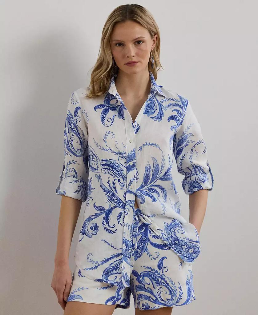 Ralph Lauren Women's Relaxed-Fit Paisley 100% Linen Shirt