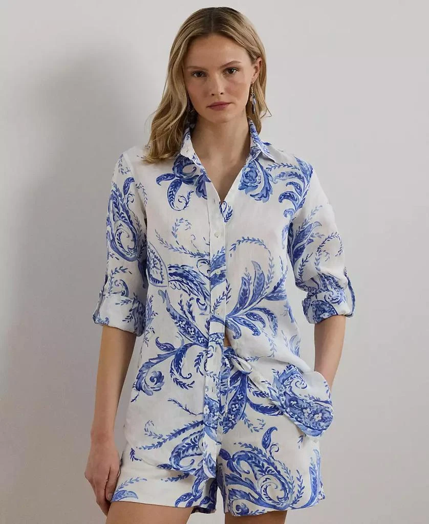 Ralph Lauren Women's Relaxed-Fit Paisley 100% Linen Shirt 1