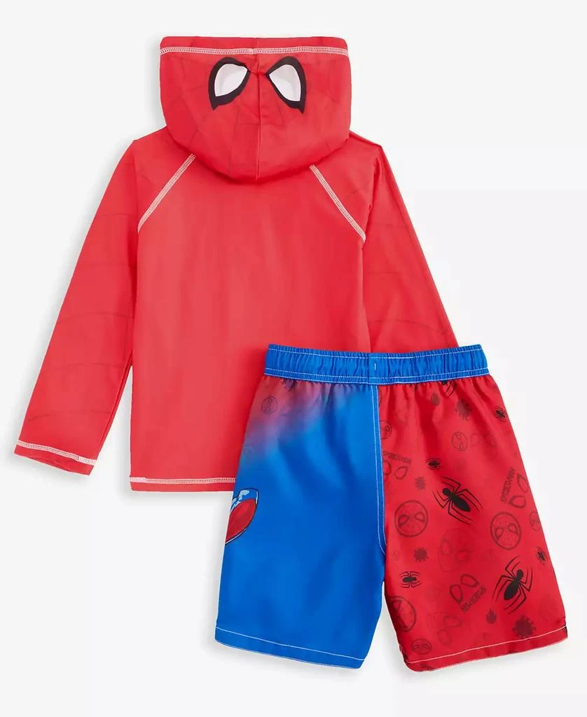 Spider-Man Little Boys Hooded Rash Guard & Swim Trunks Two-Piece Swimsuit 3