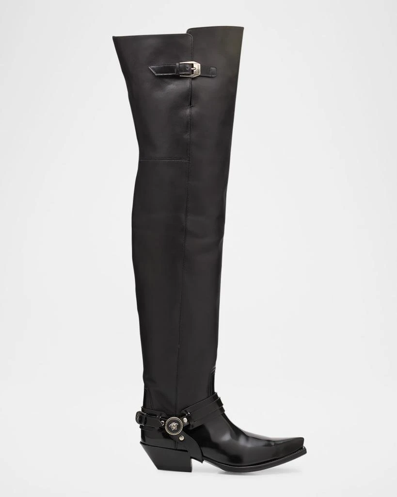 Versace Texano Over-the-Knee Leather Western Boots 1