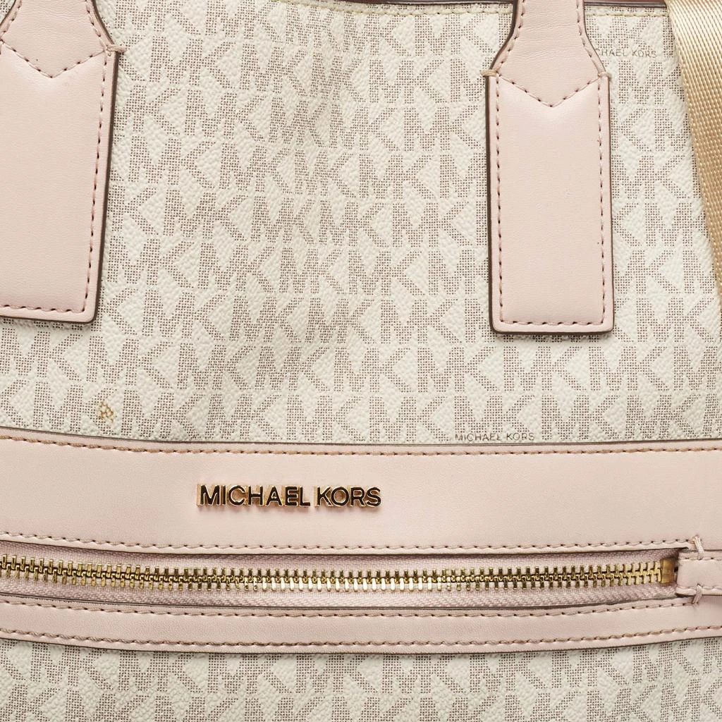 Michael Kors Michael Kors Off White/Pink Signature Coated Canvas Large Kenly Tote 5