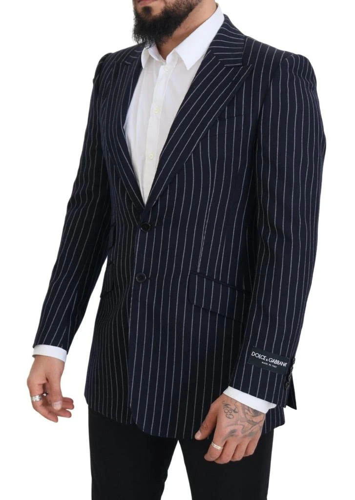 Dolce & Gabbana Dolce & Gabbana Dark Blue Stripe Wool Single Breasted Blazer 2
