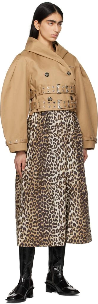 Ganni Tan Bonded Cotton Short Trench Jacket 4