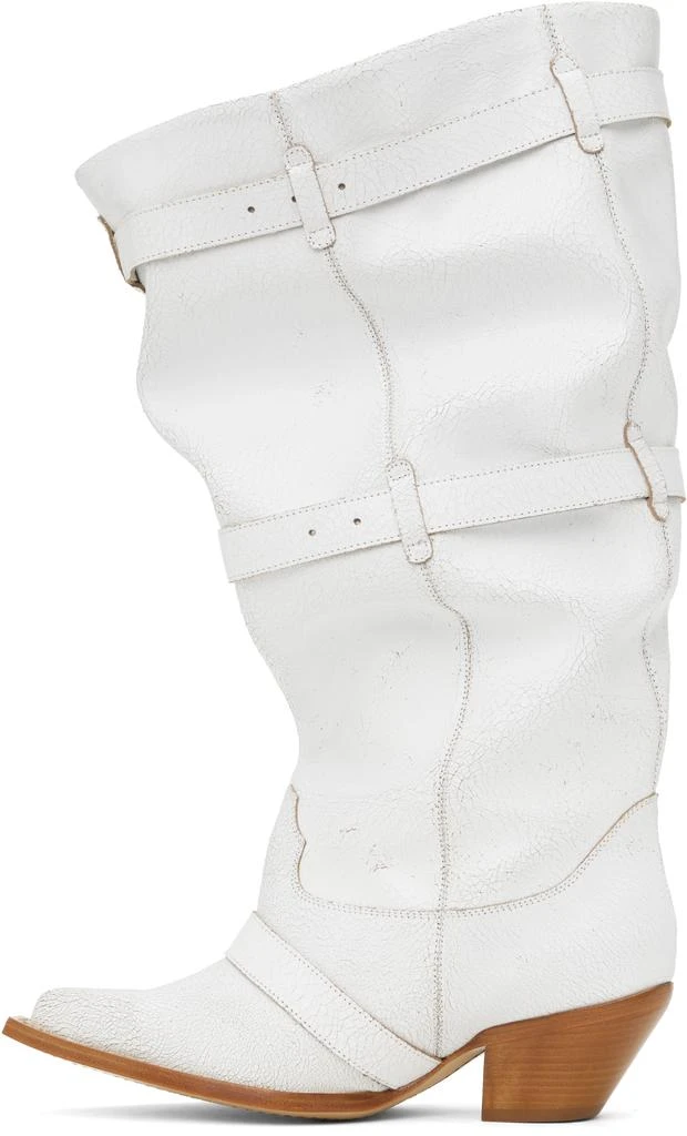 R13 White Buckled-Up Slouch Cowboy Boots 3