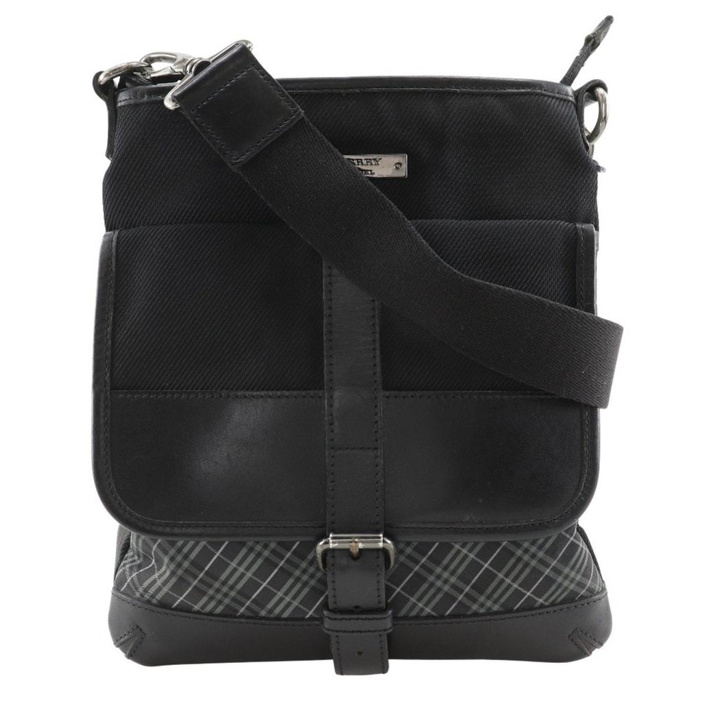 Burberry Label Nylon Canvas Shoulder Bag (Pre-Owned)