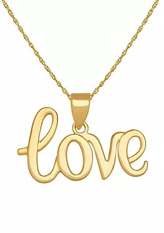 Belk & Co. Co. 10K Yellow Gold Love Pendant Necklace