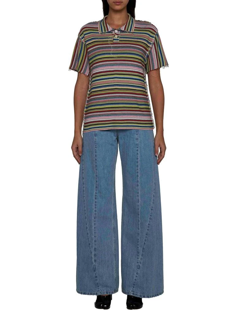 MAISON MARGIELA Maison Margiela Striped Raw-Cut Hem Knitted Polo Shirt 4