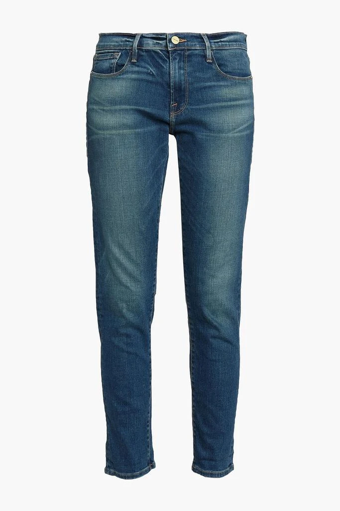FRAME Faded mid-rise straight-leg jeans