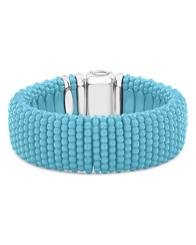 LAGOS Sterling Silver Caviar Blue Ceramic Statement Bracelet 1