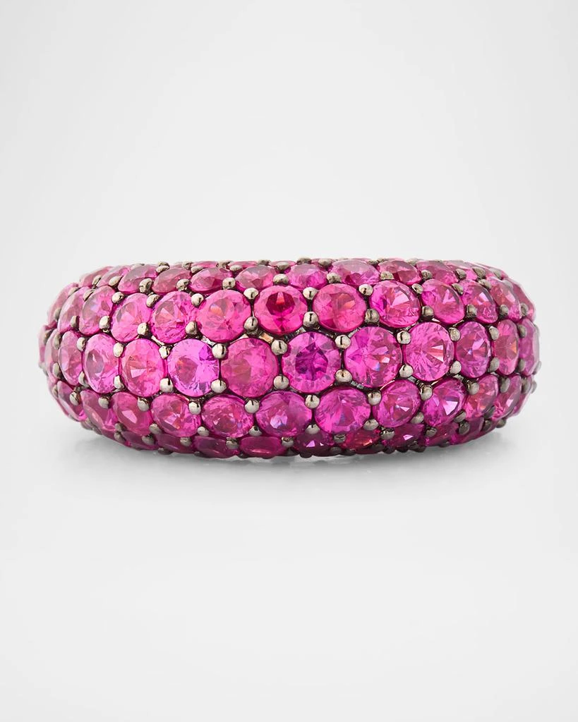 Piranesi 18K Rose Gold Deep Pink Sapphire Dome Ring, Size 8 1