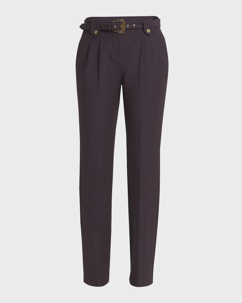 Versace Belted Straight-Leg Pants PLUM 50-IT-14-US