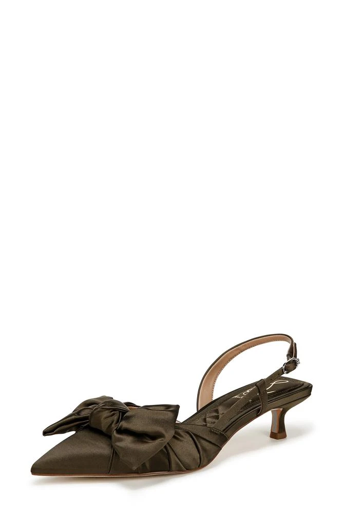 Sam Edelman Treena Bow Plissé Pointed Toe Kitten Heel Sandal 9