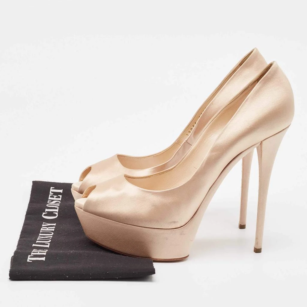 CASADEI Casadei Beige Satin Platform Peep Toe Pumps Size 41 9