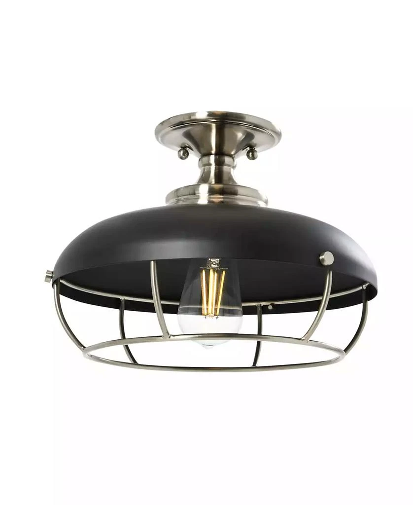 Robert Stevenson Lighting Presley - Caged Dome Metal Semi-Flush Mount Ceiling Light Brushed Nickel 3
