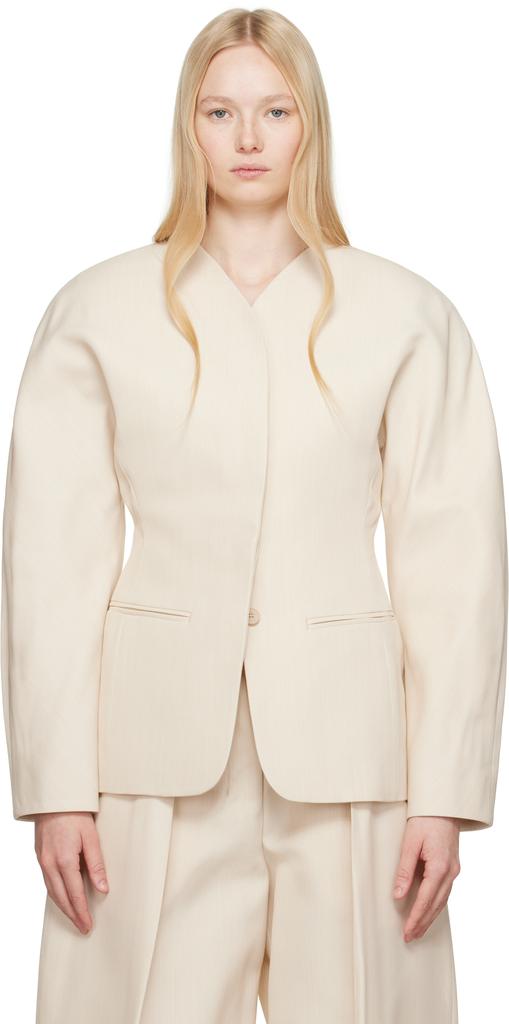 ボトムスその他 Jacquemus Asymmetric Sleeve Blazer La Veste Tibau asymmetric blazer in white - Jacquemus