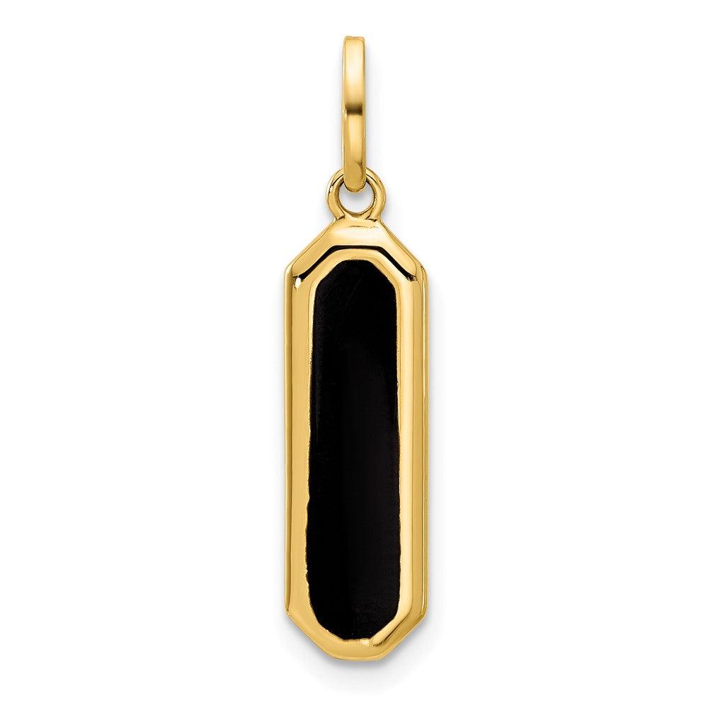 Diamond2Deal 14k Yellow Gold with Black Enamel Polished Pendant