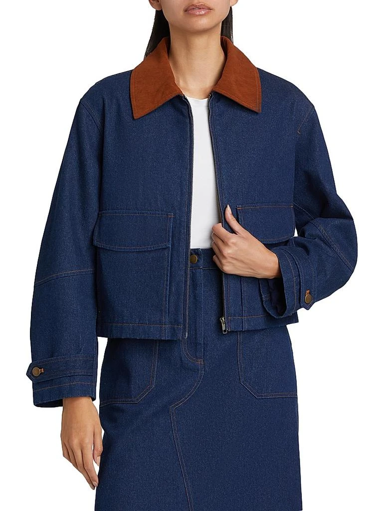 If Only Studio Corduroy-Collar Denim Jacket 3