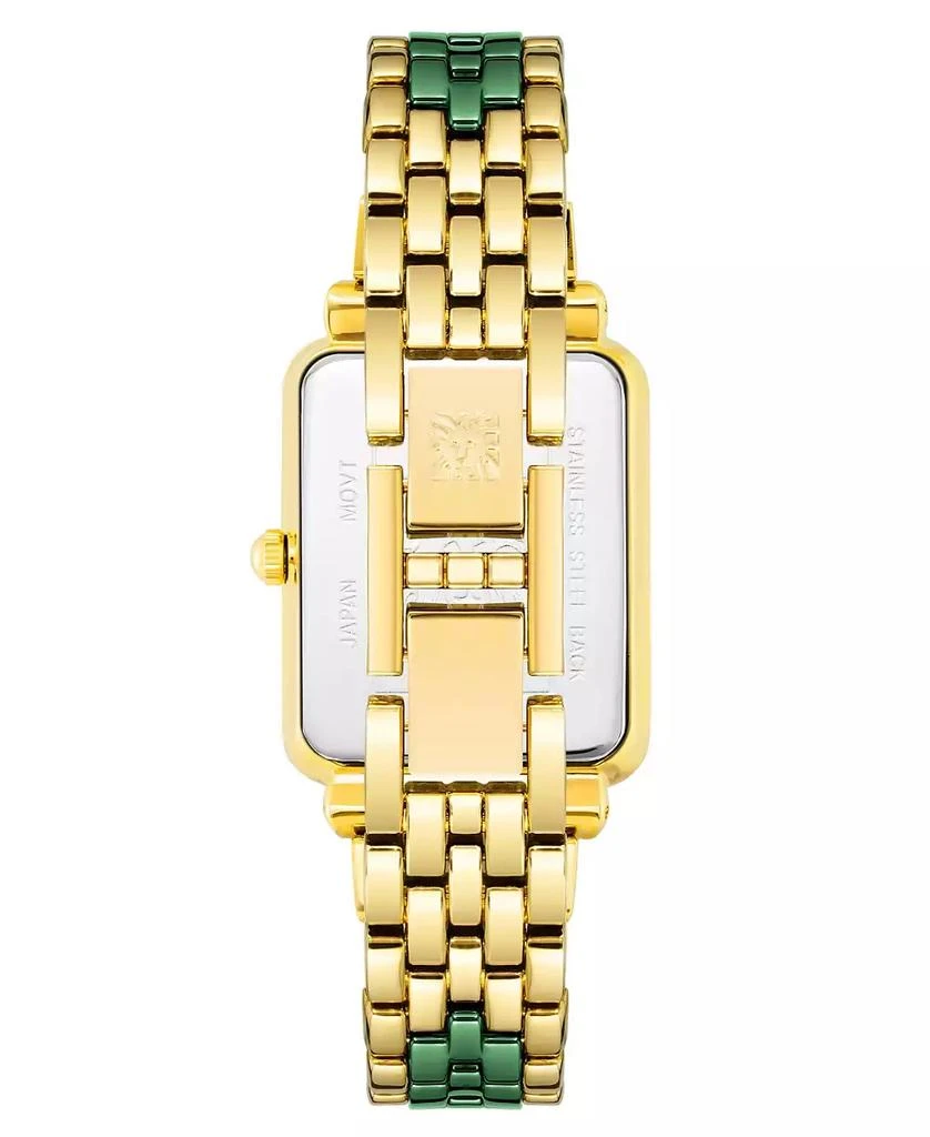 Anne Klein Women's Three-Hand Quartz Rectangular Gold-Tone Alloy with Green Ceramic Bracelet Watch, 26mm 3