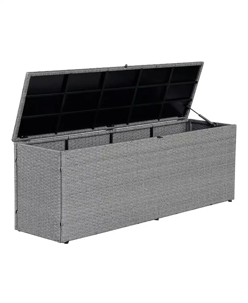 JONATHAN Y Nino 59.06" Modern Minimalist Outdoor Faux Wicker Deck and Patio Storage Box
