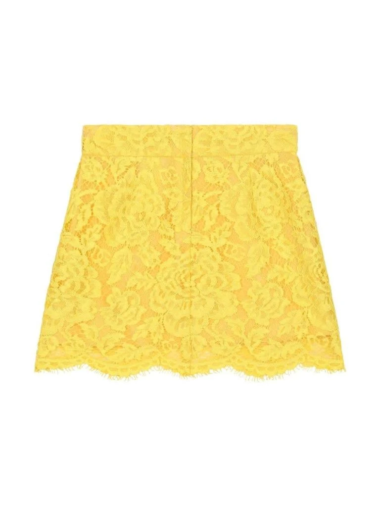 Dolce & Gabbana Short Yellow Lace Skirt 2