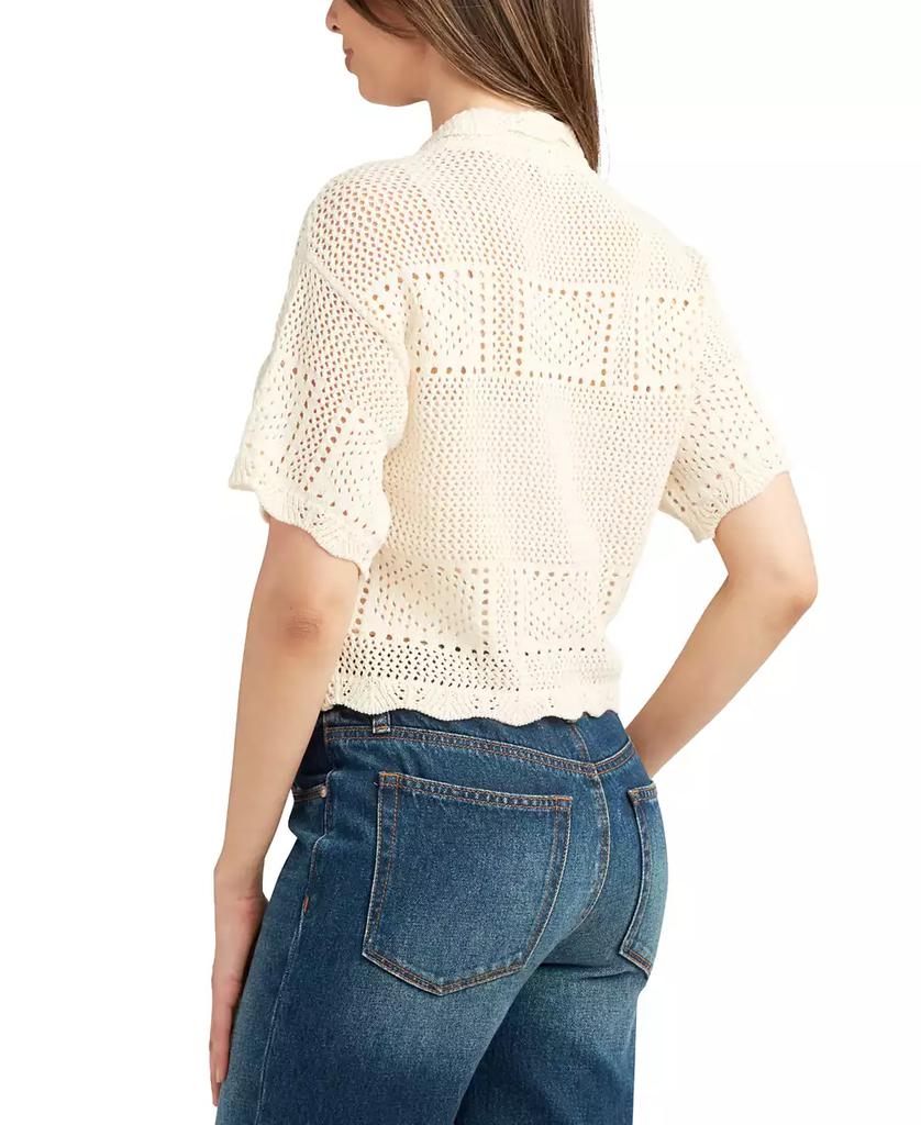 BCX Juniors' Short-Sleeve Scalloped Cardigan Sweater