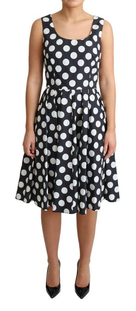 Dolce & Gabbana Dolce & Gabbana Blue Polka Dotted Cotton A-Line Dress