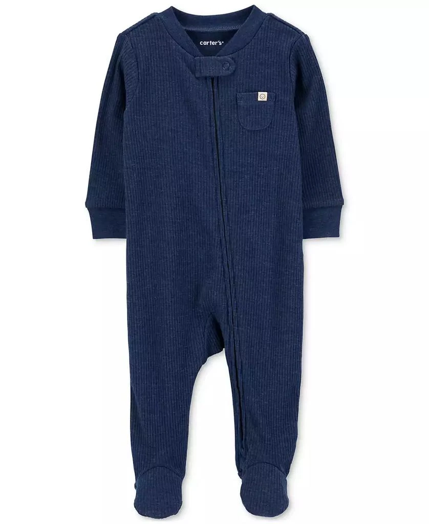 Carter's Baby Boys and Girls Textured 2-Way-Zip Sleep & Play Footed Coverall 1