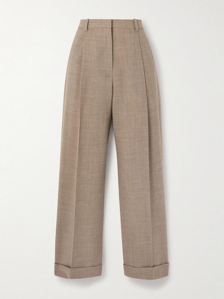 【関税&送料込】The Row Lilas Light Khaki Cotton And Linen T The Row Lilas Light Khaki Cotton And Linen Trousers In Green