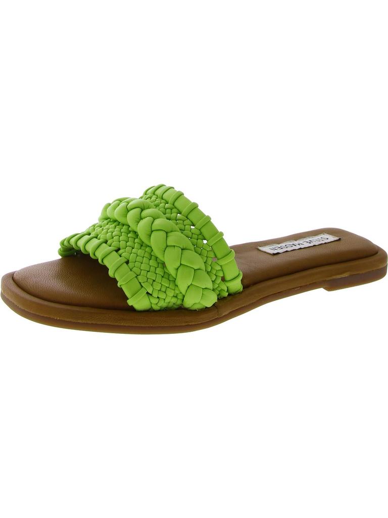 Steve Madden Genevie Womens Leather Braided Slide Sandals