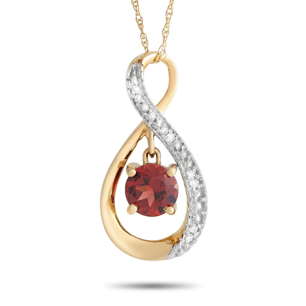 Non Branded 14K Yellow Gold Diamond and 0.03ct Garnet Pendant Necklace PD4-15537YGA